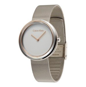 Calvin Klein Analogové hodinky 'Twisted Bezel'  stříbrná / bílá