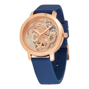 GUESS Analogové hodinky  modrá / růžově zlatá / bílá