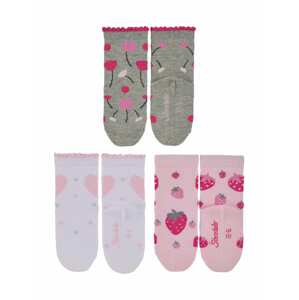 STERNTALER Ponožky 'Blumen'  šedá / pink / bílá