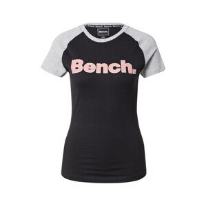 BENCH Tričko 'TRINA'  šedý melír / růžová / černá / bílá
