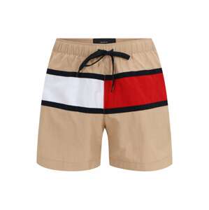 Tommy Hilfiger Underwear Plavecké šortky  tmavě béžová / bílá / červená / černá