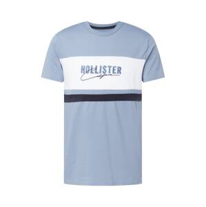HOLLISTER Tričko světlemodrá / tmavě modrá / bílá