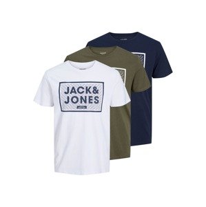 JACK & JONES Tričko 'Harrison' tmavě modrá / zelená / bílá