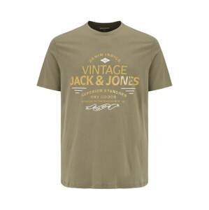 Jack & Jones Plus Tričko 'BLUBOOSTER'  šafrán / olivová / bílá