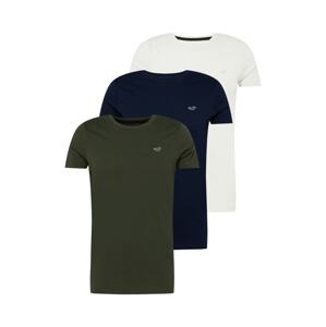 HOLLISTER Tričko  bílá / námořnická modř / tmavě zelená