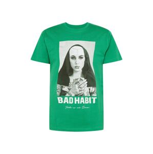 Mister Tee Tričko 'Bad Habit'  zelená / černá / bílá