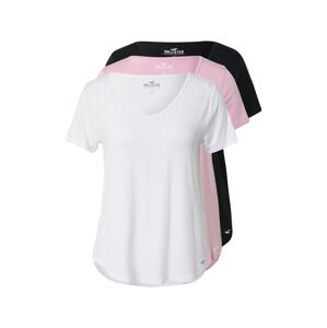 HOLLISTER Tričko pink / černá / bílá
