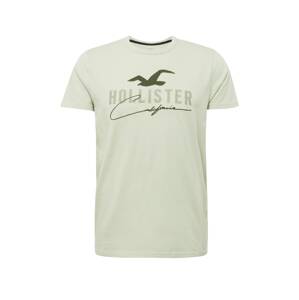 HOLLISTER Tričko khaki / pastelově zelená