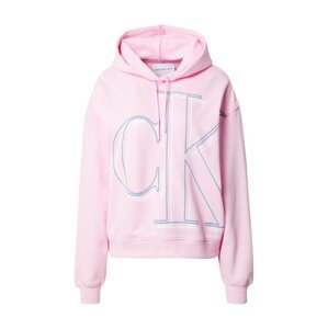 Calvin Klein Jeans Mikina  růžová / bílá / kouřově modrá