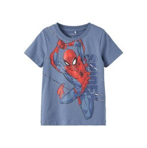 NAME IT Tričko 'Jeppe Spiderman'  chladná modrá / modrá / červená