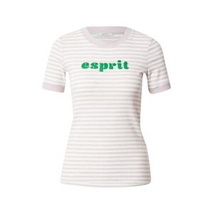 ESPRIT Tričko  bílá / zelená / bledě fialová