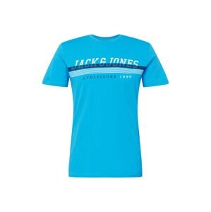 JACK & JONES Tričko 'IRON'  marine modrá / nebeská modř / bílá