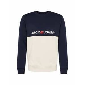 JACK & JONES Mikina námořnická modř / červená / barva bílé vlny