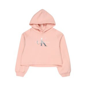 Calvin Klein Jeans Mikina  světle růžová / stříbrná / bílá
