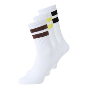 WEEKDAY Ponožky 'Eleven'  tmavě hnědá / žlutá / černá / bílá