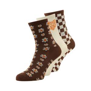 ONLY Ponožky 'ANNE'  čokoládová / šedá / oranžová / barva bílé vlny