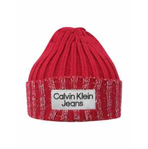 Calvin Klein Jeans Čepice stříbrně šedá / červená / černá