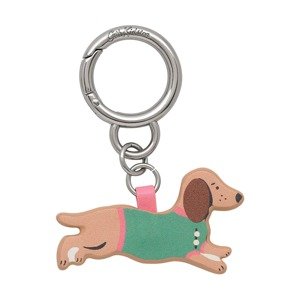 Cath Kidston Přívěsek na klíče 'Sausage Dog'  velbloudí / zelená / růžová / stříbrná